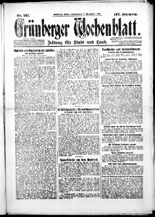 Gr&uuml;nberger Wochenblatt: Zeitung f&uuml;r Stadt und Land, No. 267. ( 13. November 1926 )