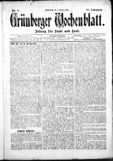 Grünberger Wochenblatt: Zeitung für Stadt und Land, No. 3. (6. Januar 1910)