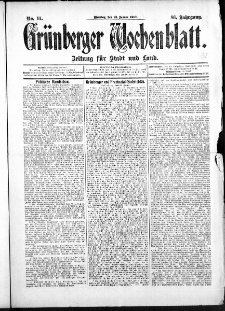 Grünberger Wochenblatt: Zeitung für Stadt und Land, No. 11. (25. Januar 1910)
