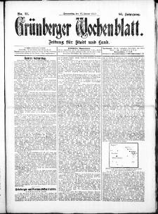 Grünberger Wochenblatt: Zeitung für Stadt und Land, No. 12. (27. Januar 1910)