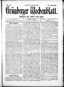 Grünberger Wochenblatt: Zeitung für Stadt und Land, No. 13. (29. Januar 1910)