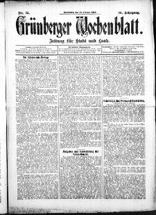 Grünberger Wochenblatt: Zeitung für Stadt und Land, No. 25. (26. Februar 1910)
