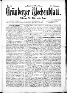 Grünberger Wochenblatt: Zeitung für Stadt und Land, No. 42. (7. April 1910)
