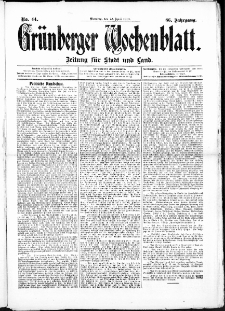 Grünberger Wochenblatt: Zeitung für Stadt und Land, No. 44. (12. April 1910)