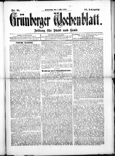 Grünberger Wochenblatt: Zeitung für Stadt und Land, No. 60. (19. Mai 1910)