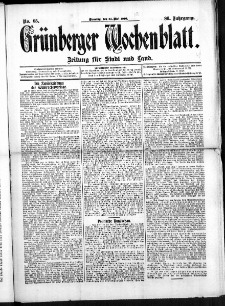 Grünberger Wochenblatt: Zeitung für Stadt und Land, No. 65. (31. Mai 1910)