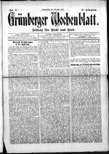Grünberger Wochenblatt: Zeitung für Stadt und Land, No. 78. (30. Juni 1910)