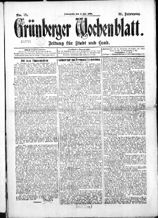Grünberger Wochenblatt: Zeitung für Stadt und Land, No. 79. (2. Juli 1910)
