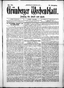 Grünberger Wochenblatt: Zeitung für Stadt und Land, No. 115. (24. September 1910)