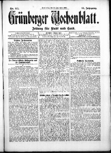 Grünberger Wochenblatt: Zeitung für Stadt und Land, No. 117. (29. September 1910)