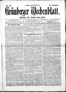 Grünberger Wochenblatt: Zeitung für Stadt und Land, No. 127. (22. Oktober 1910)
