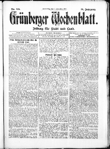 Grünberger Wochenblatt: Zeitung für Stadt und Land, No. 135. (10. November 1910)
