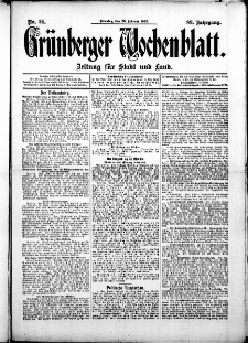 Gr&uuml;nberger Wochenblatt: Zeitung f&uuml;r Stadt und Land, No. 24. (25. Februar 1913)