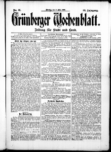 Gr&uuml;nberger Wochenblatt: Zeitung f&uuml;r Stadt und Land, No. 33. (18. M&auml;rz 1913)
