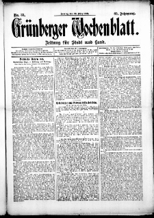 Gr&uuml;nberger Wochenblatt: Zeitung f&uuml;r Stadt und Land, No. 35. (23. M&auml;rz 1913)