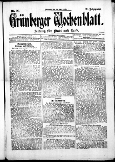Gr&uuml;nberger Wochenblatt: Zeitung f&uuml;r Stadt und Land, No. 36. (26. M&auml;rz 1913)
