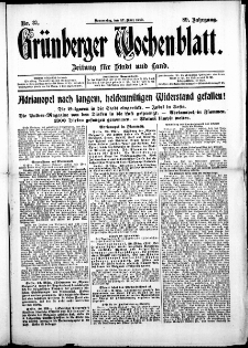Gr&uuml;nberger Wochenblatt: Zeitung f&uuml;r Stadt und Land, No. 37. (27. M&auml;rz 1913)