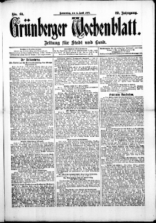 Gr&uuml;nberger Wochenblatt: Zeitung f&uuml;r Stadt und Land, No. 40. (3. April 1913)