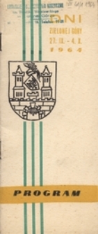 Dni Zielonej Góry 27. IX. - 4. X. 1964: program