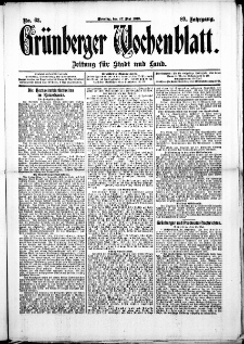 Gr&uuml;nberger Wochenblatt: Zeitung f&uuml;r Stadt und Land, No. 63. (27. Mai 1913)