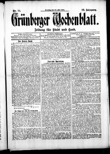 Gr&uuml;nberger Wochenblatt: Zeitung f&uuml;r Stadt und Land, No. 75. (24. Juni 1913)