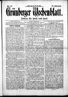 Gr&uuml;nberger Wochenblatt: Zeitung f&uuml;r Stadt und Land, No. 76. (26. Juni 1913)