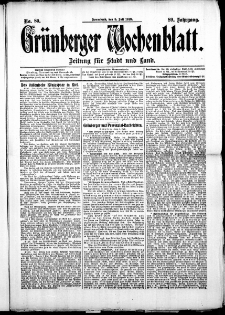 Gr&uuml;nberger Wochenblatt: Zeitung f&uuml;r Stadt und Land, No. 80. (5. Juli 1913)