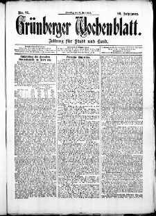 Gr&uuml;nberger Wochenblatt: Zeitung f&uuml;r Stadt und Land, No. 81. (8. Juli 1913)