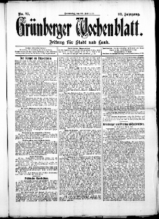 Gr&uuml;nberger Wochenblatt: Zeitung f&uuml;r Stadt und Land, No. 82. (10. Juli 1913)