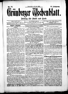 Gr&uuml;nberger Wochenblatt: Zeitung f&uuml;r Stadt und Land, No. 83. (12. Juli 1913)