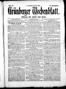 Gr&uuml;nberger Wochenblatt: Zeitung f&uuml;r Stadt und Land, No. 85. (17. Juli 1913)