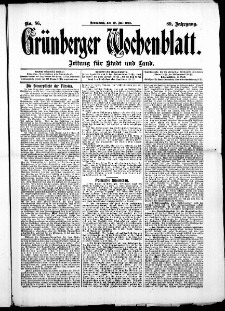 Gr&uuml;nberger Wochenblatt: Zeitung f&uuml;r Stadt und Land, No. 86. (19. Juli 1913)