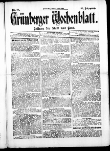 Gr&uuml;nberger Wochenblatt: Zeitung f&uuml;r Stadt und Land, No. 88. (24. Juli 1913)