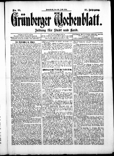 Gr&uuml;nberger Wochenblatt: Zeitung f&uuml;r Stadt und Land, No. 89. (26. Juli 1913)