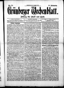 Gr&uuml;nberger Wochenblatt: Zeitung f&uuml;r Stadt und Land, No. 95. (9. August 1913)
