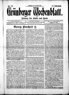 Gr&uuml;nberger Wochenblatt: Zeitung f&uuml;r Stadt und Land, No. 99. (19. August 1913)