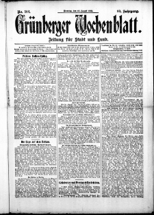 Gr&uuml;nberger Wochenblatt: Zeitung f&uuml;r Stadt und Land, No. 102. (26. August 1913)