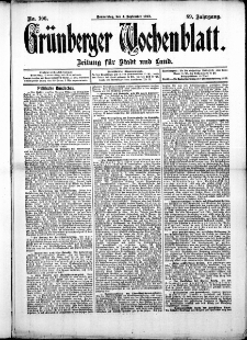 Gr&uuml;nberger Wochenblatt: Zeitung f&uuml;r Stadt und Land, No. 106. (4. September 1913)