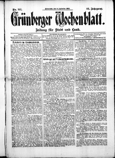 Gr&uuml;nberger Wochenblatt: Zeitung f&uuml;r Stadt und Land, No. 107. (6. September 1913)