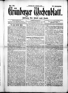 Gr&uuml;nberger Wochenblatt: Zeitung f&uuml;r Stadt und Land, No. 108. (9. September 1913)