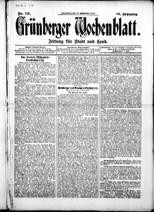 Gr&uuml;nberger Wochenblatt: Zeitung f&uuml;r Stadt und Land, No. 110. (13. September 1913)
