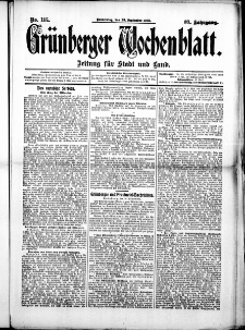 Gr&uuml;nberger Wochenblatt: Zeitung f&uuml;r Stadt und Land, No. 115. (25. September 1913)