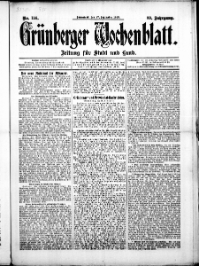 Gr&uuml;nberger Wochenblatt: Zeitung f&uuml;r Stadt und Land, No. 116. (27. September 1913)