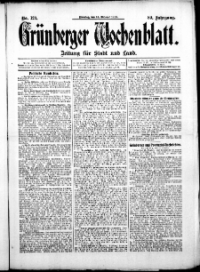 Gr&uuml;nberger Wochenblatt: Zeitung f&uuml;r Stadt und Land, No. 123. (14. Oktober 1913)