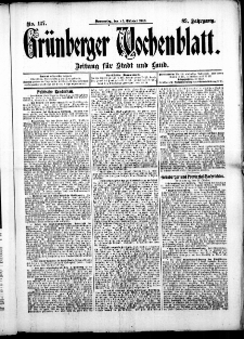 Gr&uuml;nberger Wochenblatt: Zeitung f&uuml;r Stadt und Land, No. 127. (23. Oktober 1913)