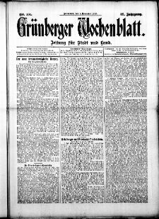 Gr&uuml;nberger Wochenblatt: Zeitung f&uuml;r Stadt und Land, No. 131. (1. November 1913)
