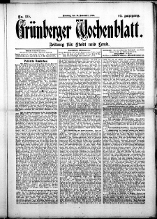 Gr&uuml;nberger Wochenblatt: Zeitung f&uuml;r Stadt und Land, No. 135. (11. November 1913)