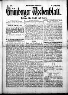 Gr&uuml;nberger Wochenblatt: Zeitung f&uuml;r Stadt und Land, No. 136. (13. November 1913)