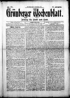 Gr&uuml;nberger Wochenblatt: Zeitung f&uuml;r Stadt und Land, No. 138. (18. November 1913)