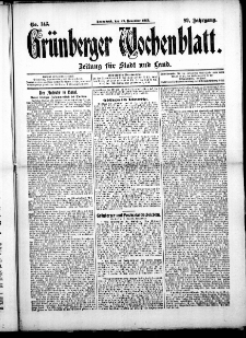Gr&uuml;nberger Wochenblatt: Zeitung f&uuml;r Stadt und Land, No. 143. (29. November 1913)